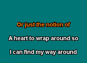 Orjust the notion of

A heart to wrap around so

I can fmd my way around