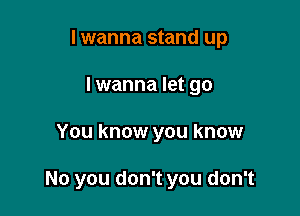 I wanna stand up
lwanna let go

You know you know

No you don't you don't