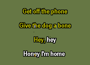 Get off the phone

Give the dog a bone

Hey, hey

Honey I'm home
