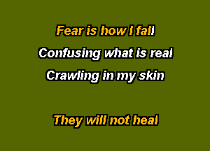 Fear is how I fall

Confusing what is real

Crawiing in my skin

They will not heal