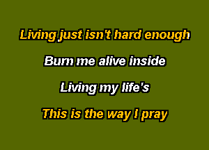 Livingjust isn't hard enough
Bum me alive inside

Living my life's

This is the way I pray