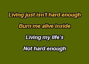 Livingjust isn't hard enough
Bum me alive inside

Living my life's

Not hard enough