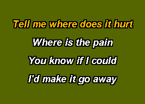 Tell me where does it hurt
Where is the pain

You know if I couid

I'd make it go away