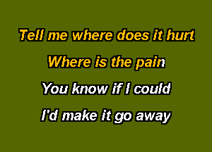 Tell me where does it hurt
Where is the pain

You know if I couid

I'd make it go away