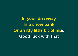In your driveway
In a snow bank

Or an itty little bit of mud
Good luck with that