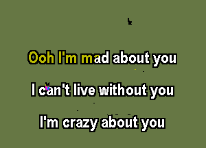 Ooh I'm mad about you

I c an't live without you

I'm crazy about you