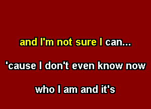 and I'm not sure I can...

'cause I don't even know now

who I am and it's