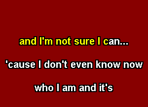 and I'm not sure I can...

'cause I don't even know now

who I am and it's