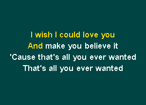 I wish I could love you
And make you believe it

'Cause that's all you ever wanted
That's all you ever wanted