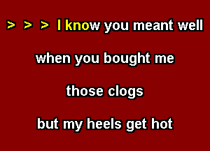 tv t? n, lknow you meant well
when you bought me

those clogs

but my heels get hot