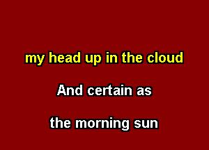 my head up in the cloud

And certain as

the morning sun