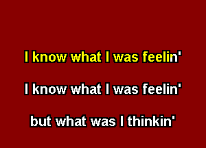 I know what I was feelin'

I know what I was feelin'

but what was I thinkin'