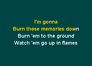 I'm gonna
Burn these memories down

Burn 'em to the ground
Watch 'em go up in flames