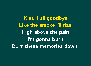 Kiss it all goodbye
Like the smoke I'll rise
High above the pain

I'm gonna burn
Burn these memories down