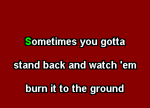 Sometimes you gotta

stand back and watch 'em

burn it to the ground