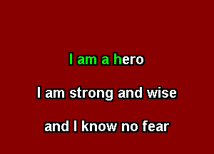 I am a hero

I am strong and wise

and I know no fear