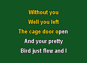 Without you
Well you left

The cage door open

And your pretty
Bird just flew and I