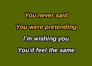 You never said

You were pretending

I'm wishing you

You'd feel the same