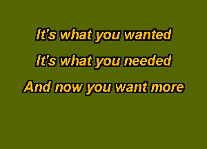 It's what you wanted

It's what you needed

And now you want more