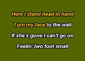 Here Istand head in hand

Tum my face to the wall

If she's gone I can't go on

Feelin' two foot small