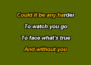 Could it be any harder
To watch you go

To face what's true

And without you