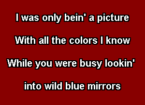 l was only bein' a picture

With all the colors I know

While you were busy lookin'

into wild blue mirrors