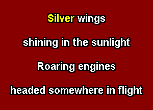 Silver wings
shining in the sunlight

Roaring engines

headed somewhere in flight