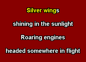 Silver wings
shining in the sunlight

Roaring engines

headed somewhere in flight