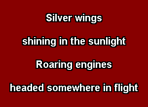 Silver wings
shining in the sunlight

Roaring engines

headed somewhere in flight