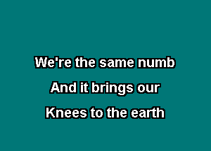 We're the same numb

And it brings our

Knees to the earth