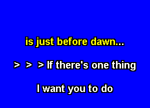 is just before dawn...

If there's one thing

I want you to do