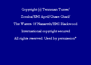 Copyright (c) Tmnman Tuned
ZombalEMI AprillChmc Chad!
Thc Wam 0f Nxmtldml Blackvood
Inman'oxml copyright occumd

A11 righm marred Used by pminion
