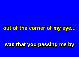 out of the corner of my eye...

was that you passing me by