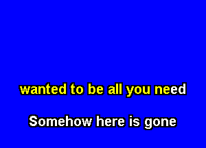 wanted to be all you need

Somehow here is gone