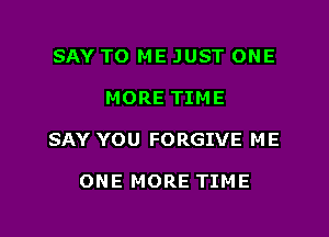 SAY TO ME JUST ONE

MORE TIME

SAY YOU FORGIVE ME

ONE MORE TIME
