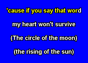 'cause if you say that word

my heart won't survive

(The circle of the moon)

(the rising of the sun)
