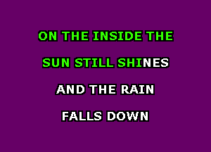 ON THE INSIDE THE

SUN STILL SHINES
AND THE RAIN

FALLS DOWN