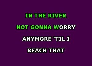 IN THE RIVER

NOT GONNA WORRY

ANYMORE 'TIL I

REACH THAT
