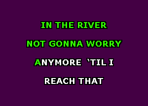 IN THE RIVER

NOT GONNA WORRY

ANYMORE TIL I

REACH THAT