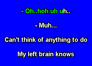 - 0h..hoh uh uh..

- Muh...

Can't think of anything to do

My left brain knows