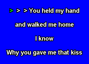 ta p You held my hand
and walked me home

I know

Why you gave me that kiss