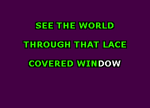 SEE THE WORLD

THROUGH THAT LACE

COVERED WINDOW