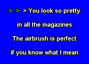 ta r) o You look so pretty
in all the magazines

The airbrush is perfect

if you know what I mean