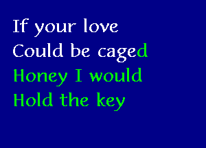 If your love
Could be caged

Honey I would
Hold the key