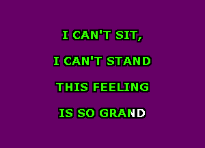 I CAN'T SIT,

I CAN'T STAND
THIS FEELING

IS SO GRAND