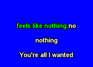 feels like nothing no

nothing

You're all I wanted