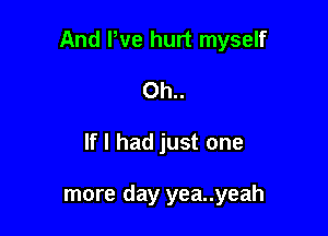 And We hurt myself

0h..
If I had just one

more day yea..yeah