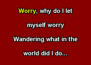 Worry, why do I let

myself worry
Wandering what in the

world did I do...