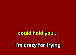 could hold you...

I'm crazy for trying