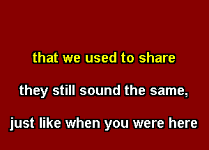 that we used to share

they still sound the same,

just like when you were here